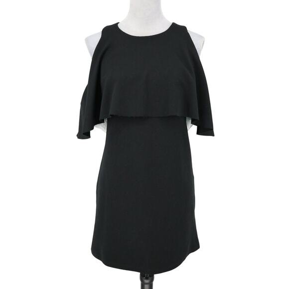 Zara Trafaluc Dress Womens Small Black Stretch Crepe Cold Shoulder Party - Picture 1 of 11